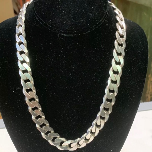 20” Solid Sterling Silver Cuban Link (Vintage) - Picture 1 of 6